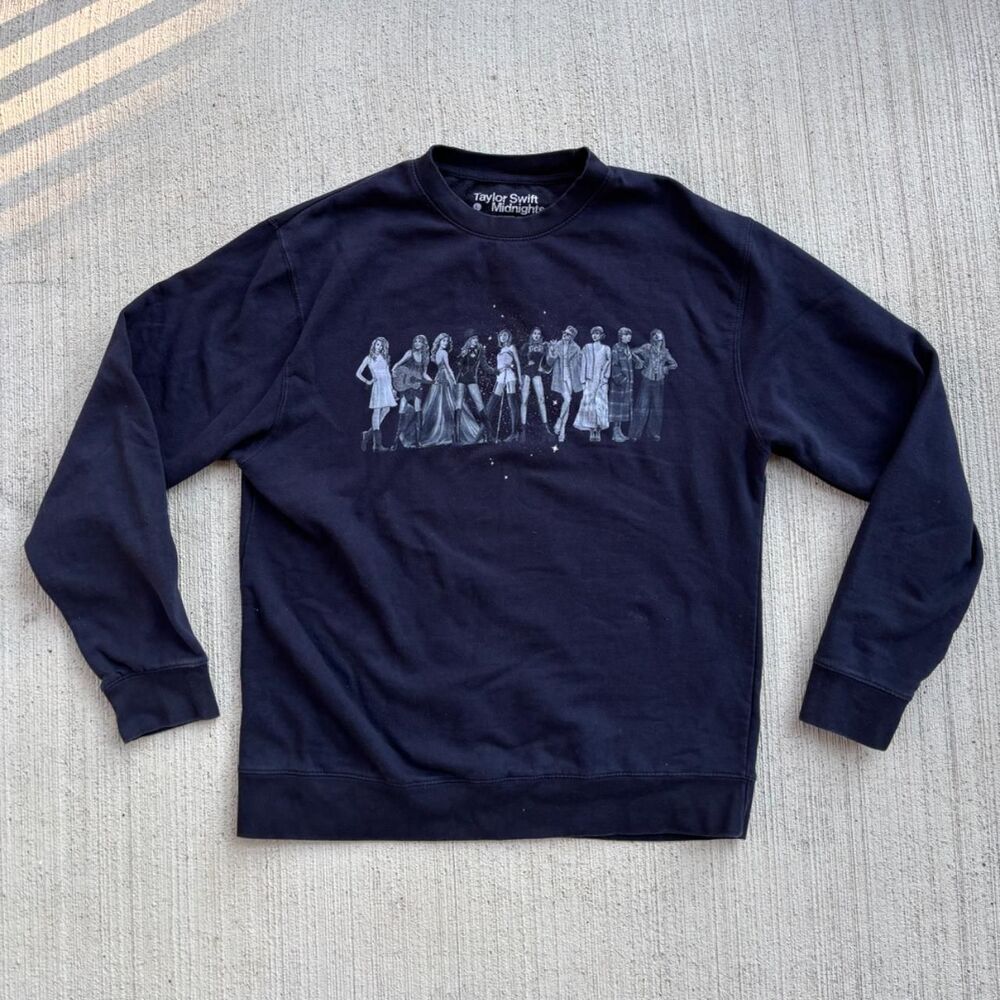 Taylor Swift MIDNIGHTS Sweatshirt Women’s Large Blue Crewneck Official Merch
